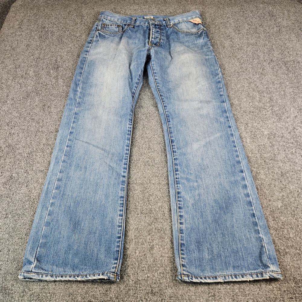 Replay Blue Jeans Mens Bootcut Light Wash Denim Made in Italy Button Fly